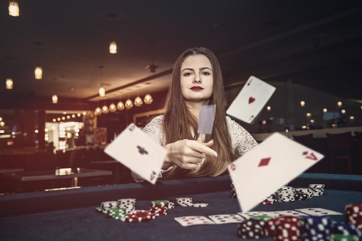Live dealer blackjack table with professional croupier